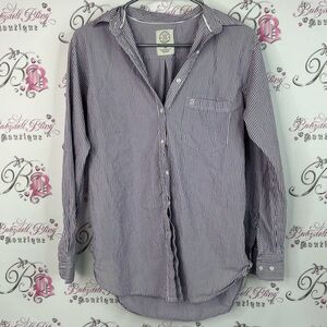 Talula Button up long sleeve purple White Striped Casual Shirt boyfriend fit